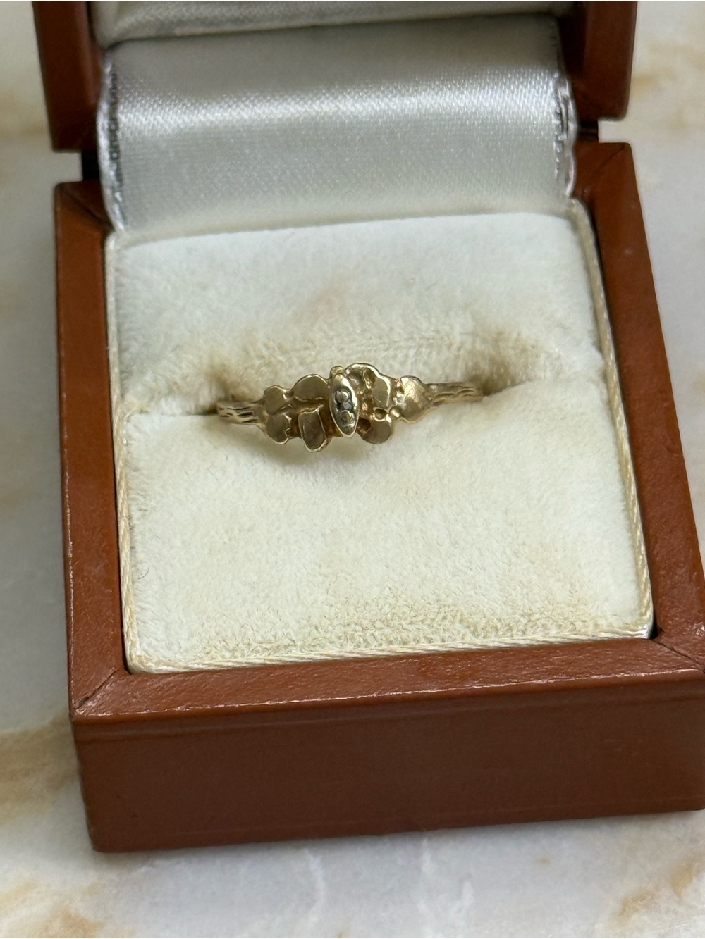 Vintage Gold Nugget Diamond Ring 10K